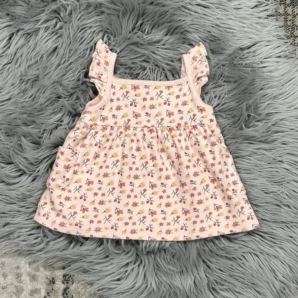 Rabbit Bear Infant Girls Floral Organic Cotton Dress 0/3 Months